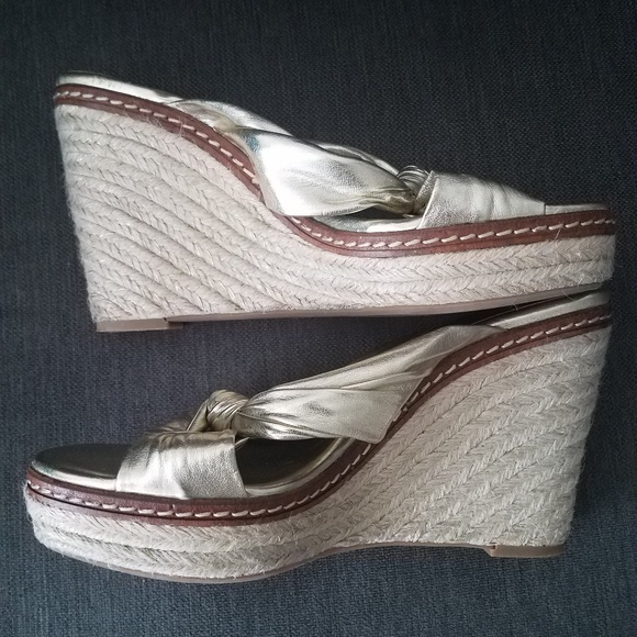 BCBG Gold Wedge Sandals - Picture 2 of 4